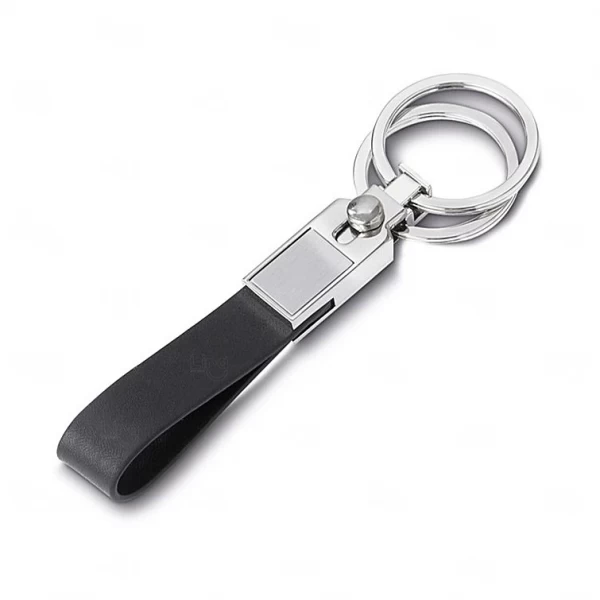 Chaveiro de Metal e Couro com Duas Argolas Personalizado 