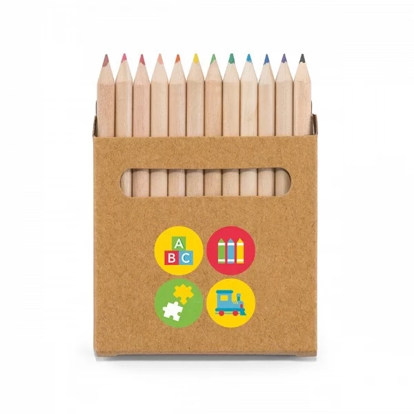 Caixa com 12 Mini Lápis de Cor Personalizada 