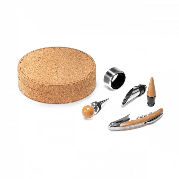 Kit Vinho 4 Peças em Estojo de Cortiça Personalizado 