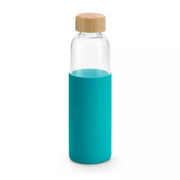 Garrafa de Vidro 600ml com Tampa de Bambu Personalizada 