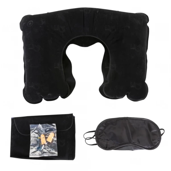 Kit Viagem com Travesseiro, Máscara e Protetor Auricular 