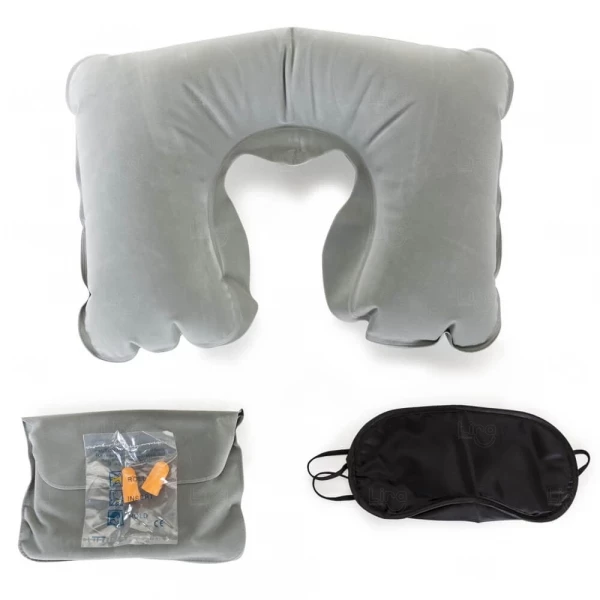 Kit Viagem com Travesseiro, Máscara e Protetor Auricular 
