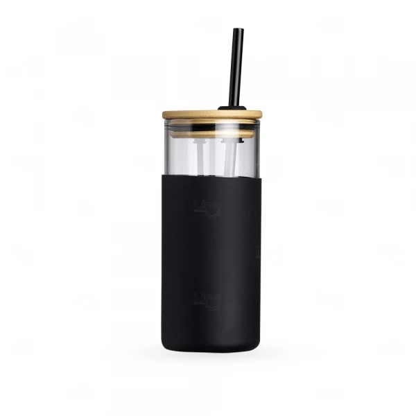 Copo de Vidro 500ml com Canudo Personalizado 