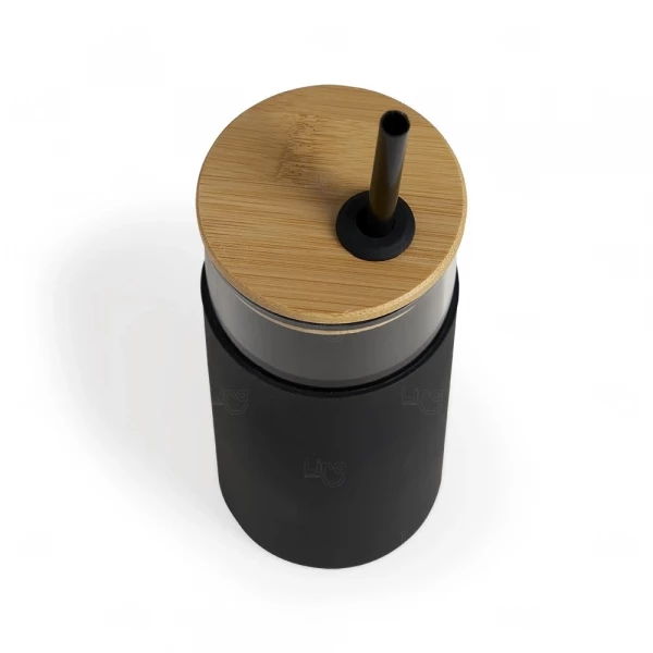 Copo de Vidro 500ml com Canudo Personalizado 