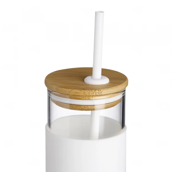 Copo de Vidro 500ml com Canudo Personalizado 