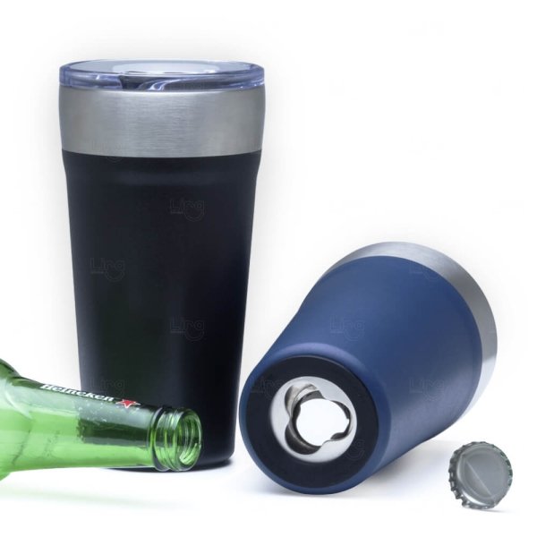 Copo Térmico 500ml com Canudo e Abridor Personalizado 