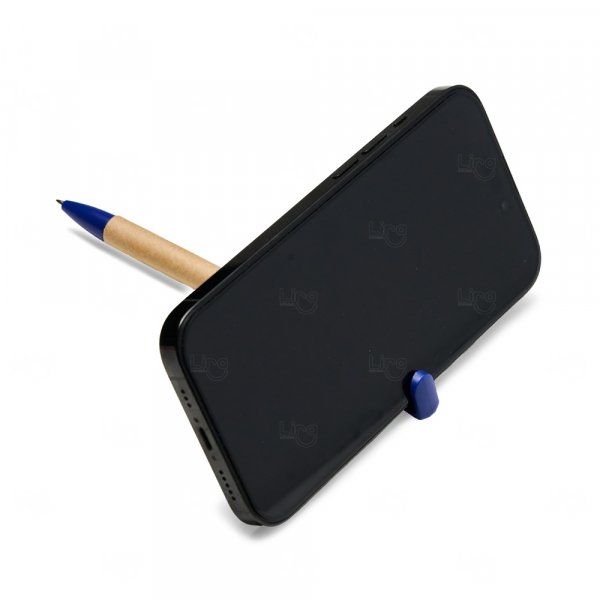 Caneta Papelão Ecológica com Suporte para Celular Personalizada 