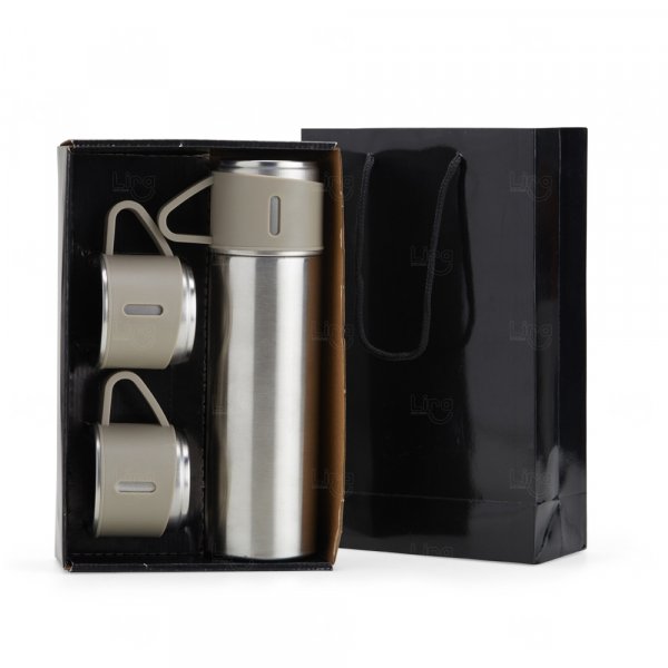 Kit Garrafa Térmica 450ml com Xícaras Personalizada 