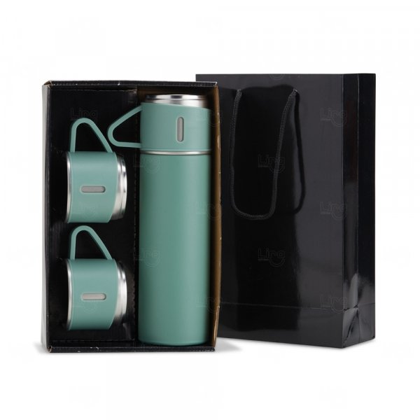 Kit Garrafa Térmica 450ml com Xícaras Personalizada 