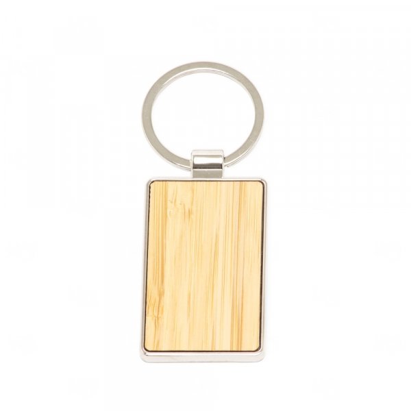 Chaveiro de Bambu e Metal Retangular Personalizado 