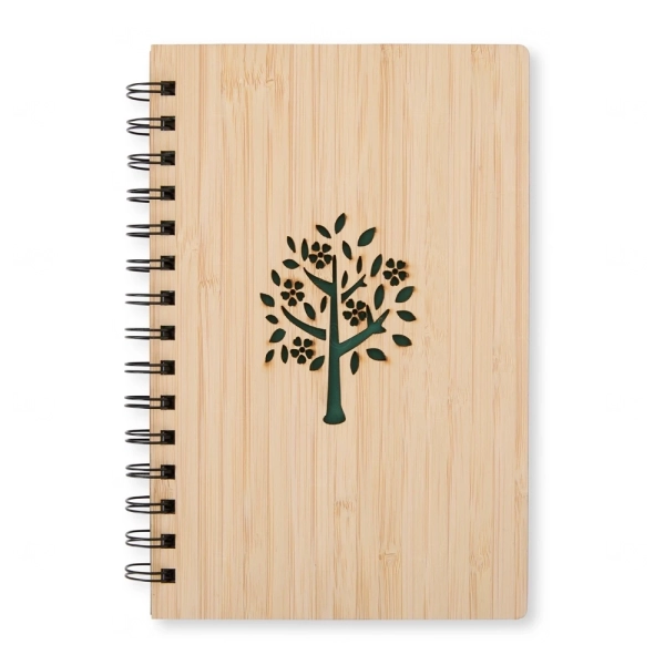 Caderno em Bambu Capa Vazada Personalizado - 21x14,6 cm 