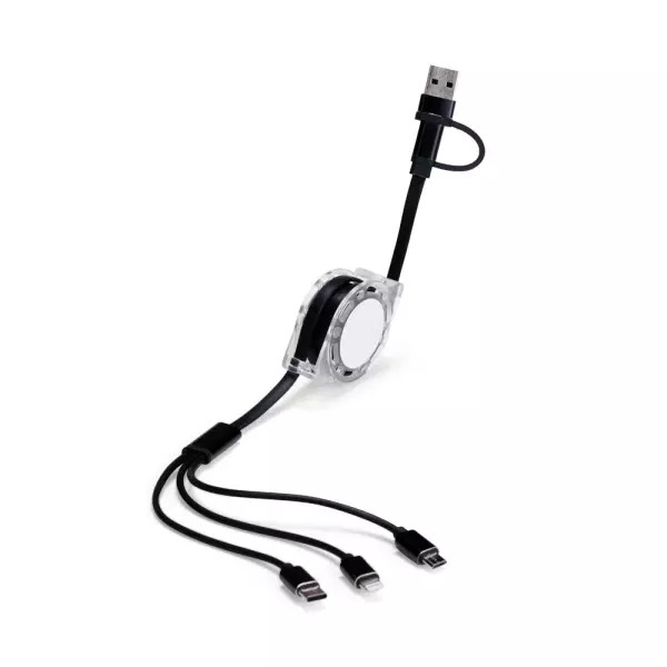 Cabo Retrátil 3 em 1 com Adaptador Personalizado