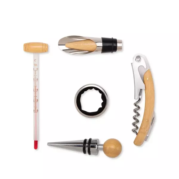 Kit Vinho 5 Peças em Bambu Personalizado 