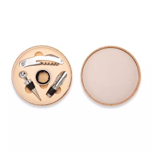 Kit Vinho 4 Peças em Estojo de Cortiça Personalizado 