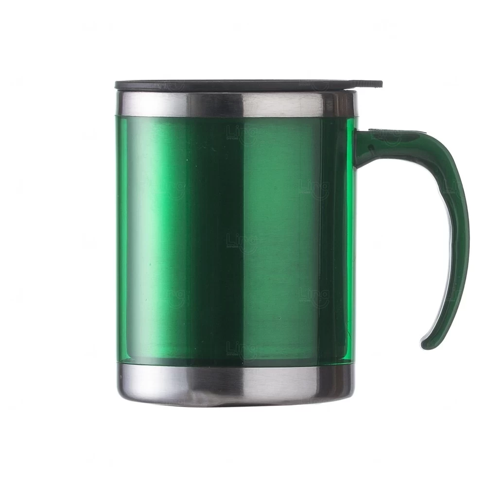 Caneca em Inox e Acrílico 400ml Personalizada Verde