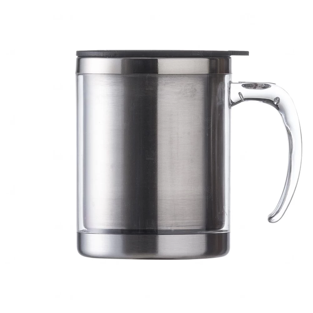 Caneca em Inox e Acrílico 400ml Personalizada Transparente