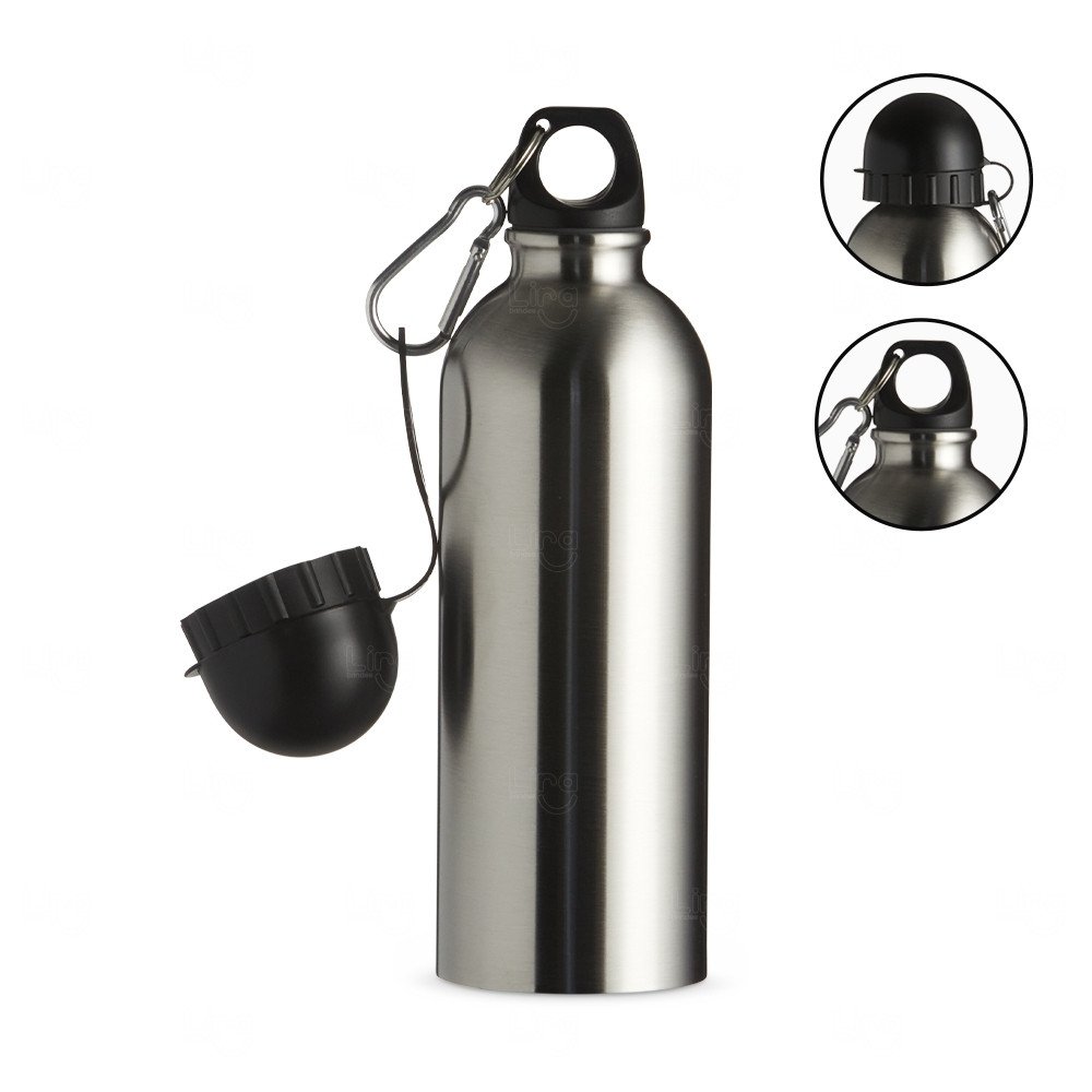Squeeze Inox 500ml com Bico e Mosquetão Personalizado Inox