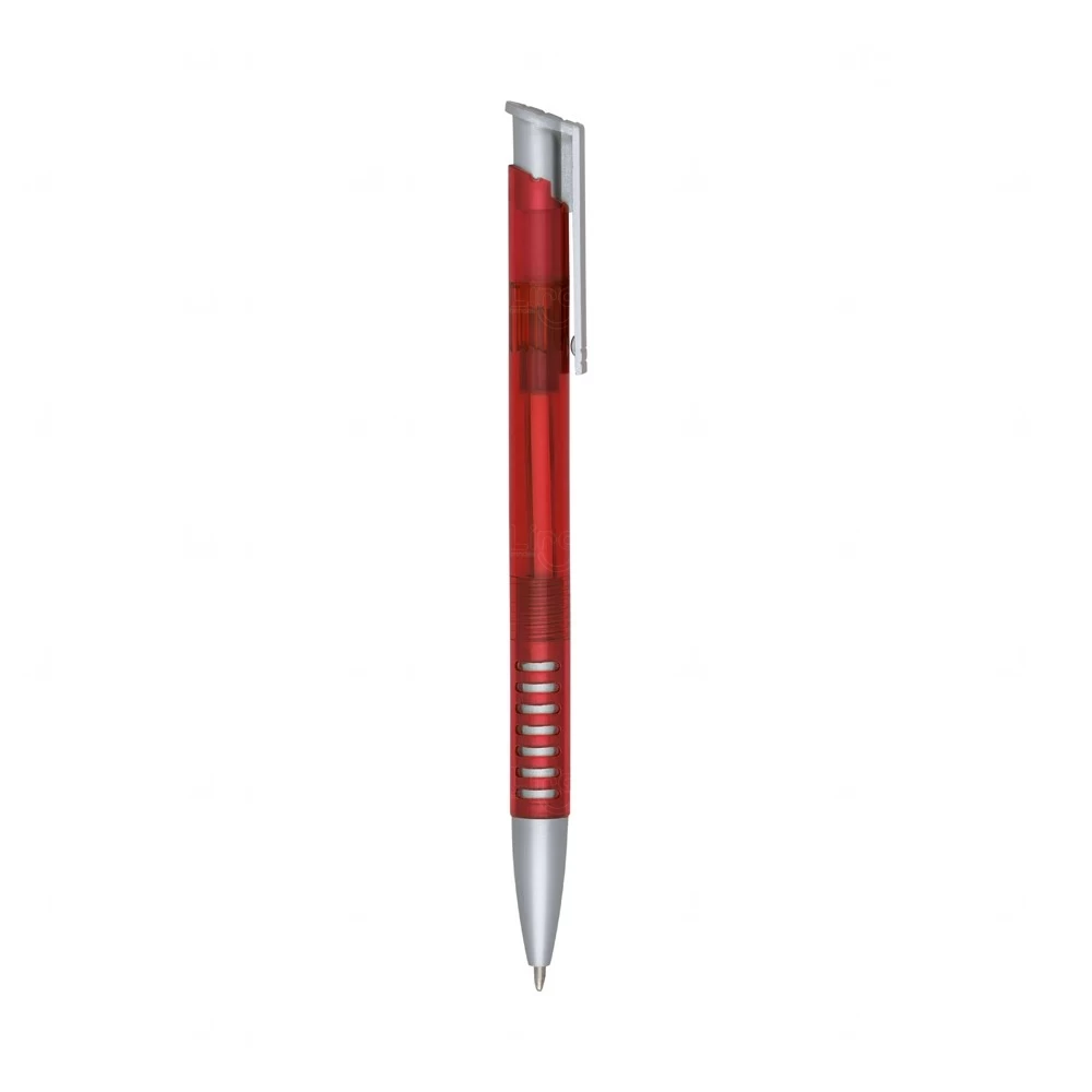Caneta Plástica Translúcida Personalizada Vermelho