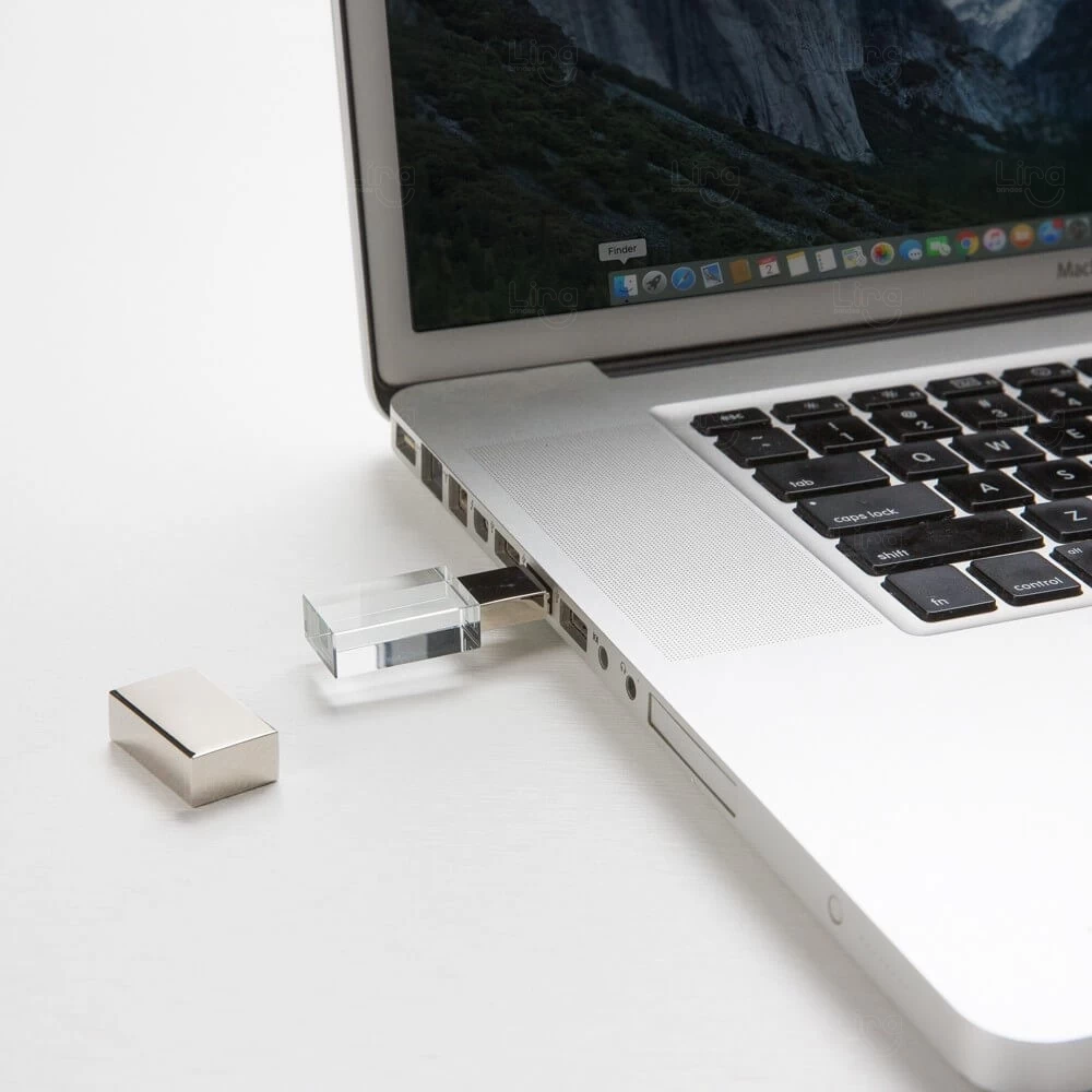 Pen Drive de Vidro com Tampa Espelhada Personalizado 