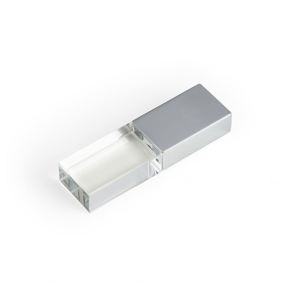 Pen Drive de Vidro com Tampa Espelhada Personalizado 