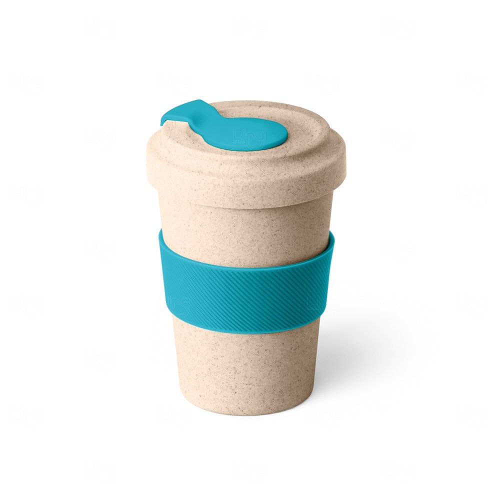Copo Ecológico 500ml em Fibra de Bambu Personalizado Azul Claro