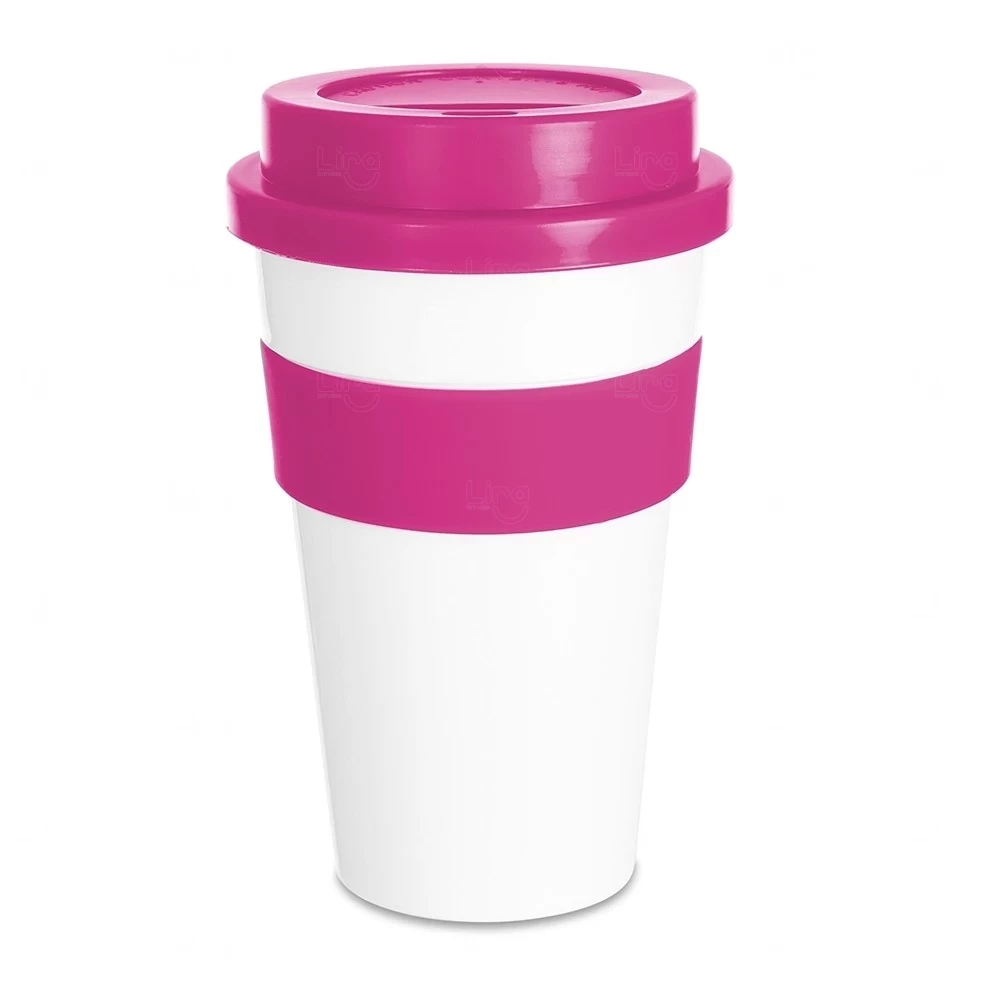 Copo Plástico Personalizado com Tampa - 480ml Rosa