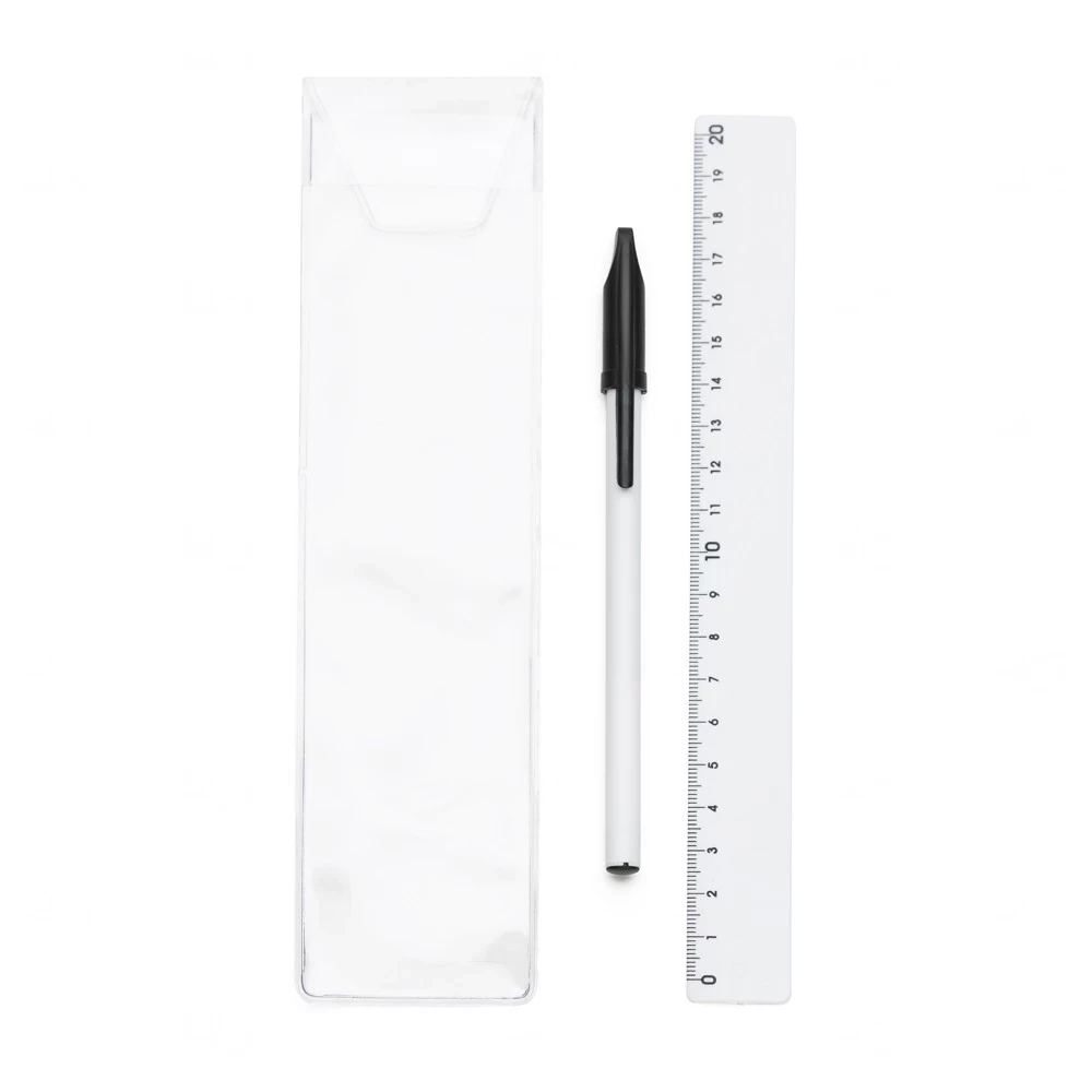 Kit Escolar Personalizado Caneta e Régua 20 cm Preto