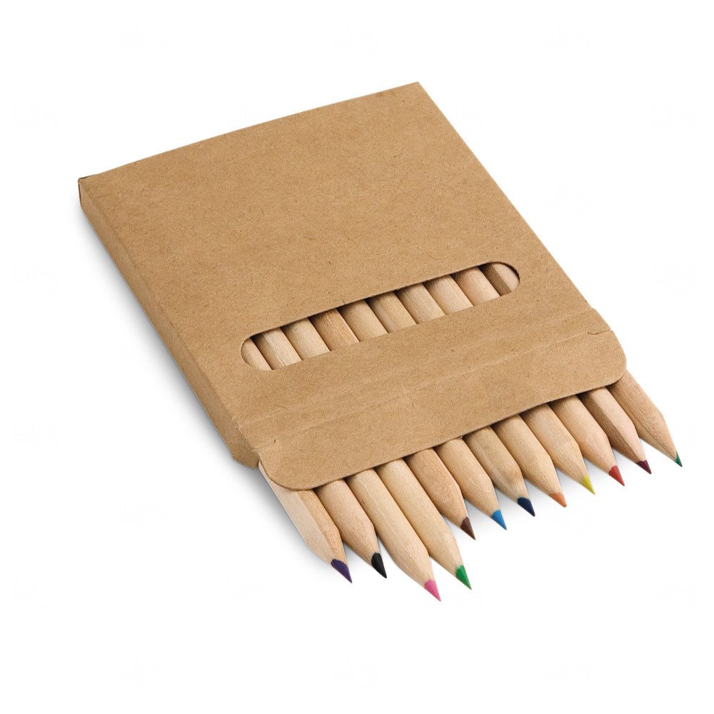 Caixa com 12 Mini Lápis de Cor Personalizada 
