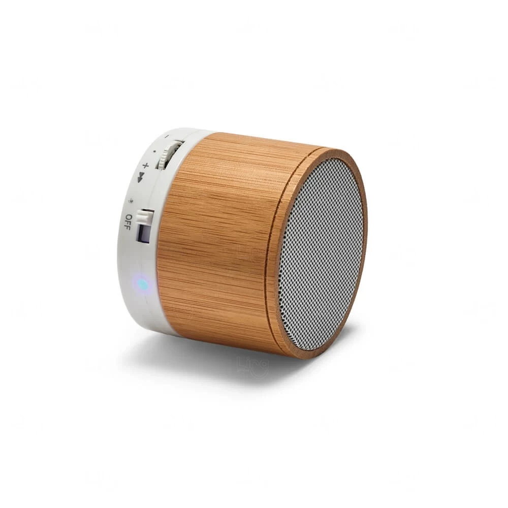 Caixa de Som em Bambu com Bluetooth e Microfone Personalizada 