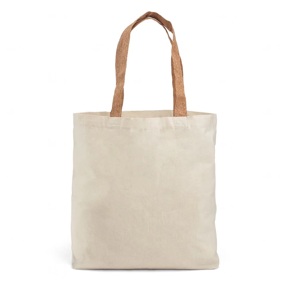 Sacola de Algodão com Alça de Cortiça Personalizada - 45 x 40 cm 