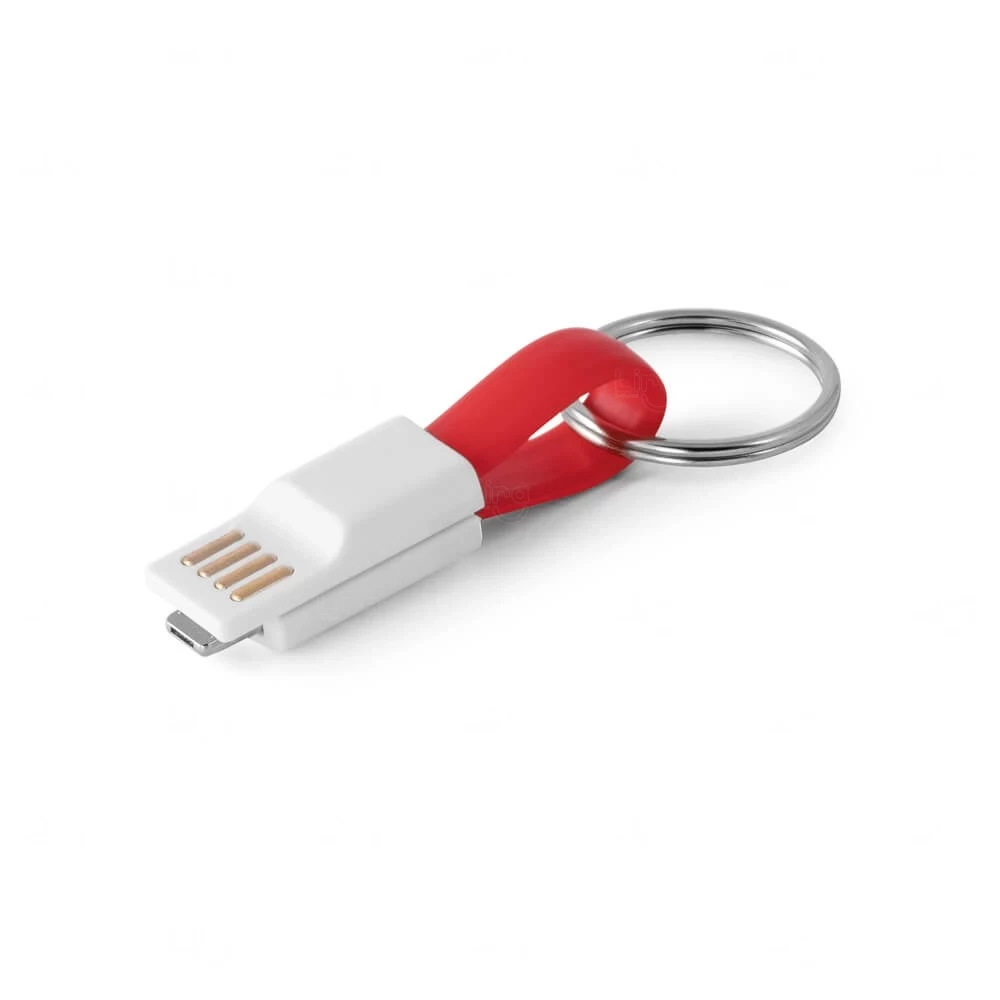 Cabo USB 2 em 1 com Argola Personalizado Vermelho