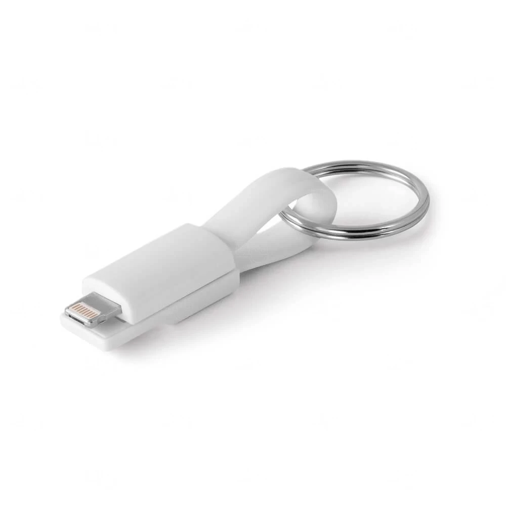 Cabo USB 2 em 1 com Argola Personalizado Branco