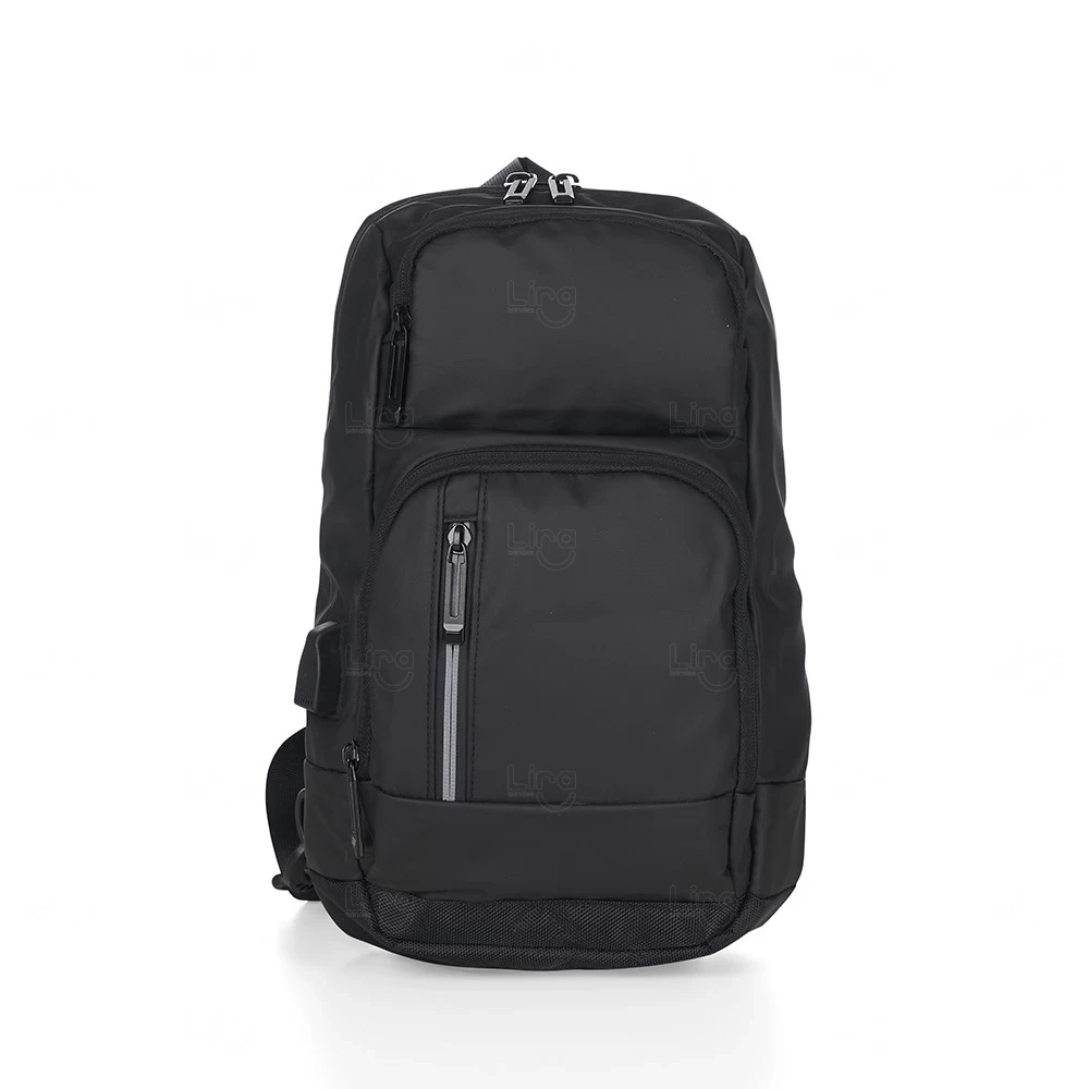 Mochila de Ombro 10L em Couro Sintético Personalizada Preto