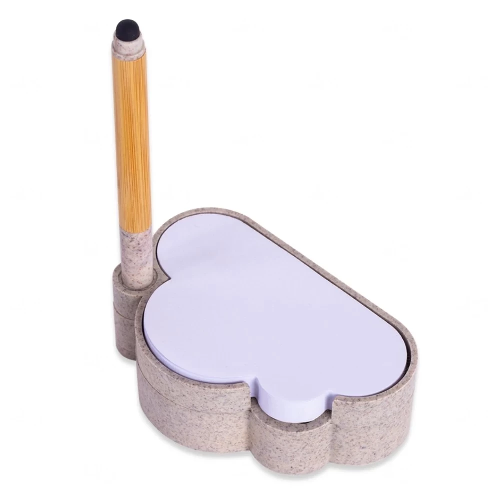 Kit Escritório Personalizado Formato Nuvem - 2 Peças Bege