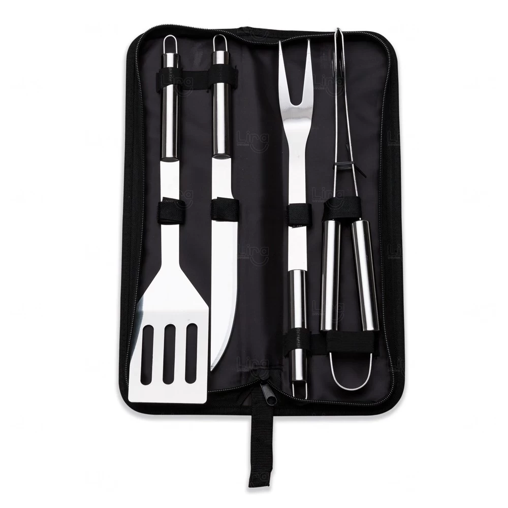 Kit Churrasco 4 Peças Personalizado com Estojo de Nylon 