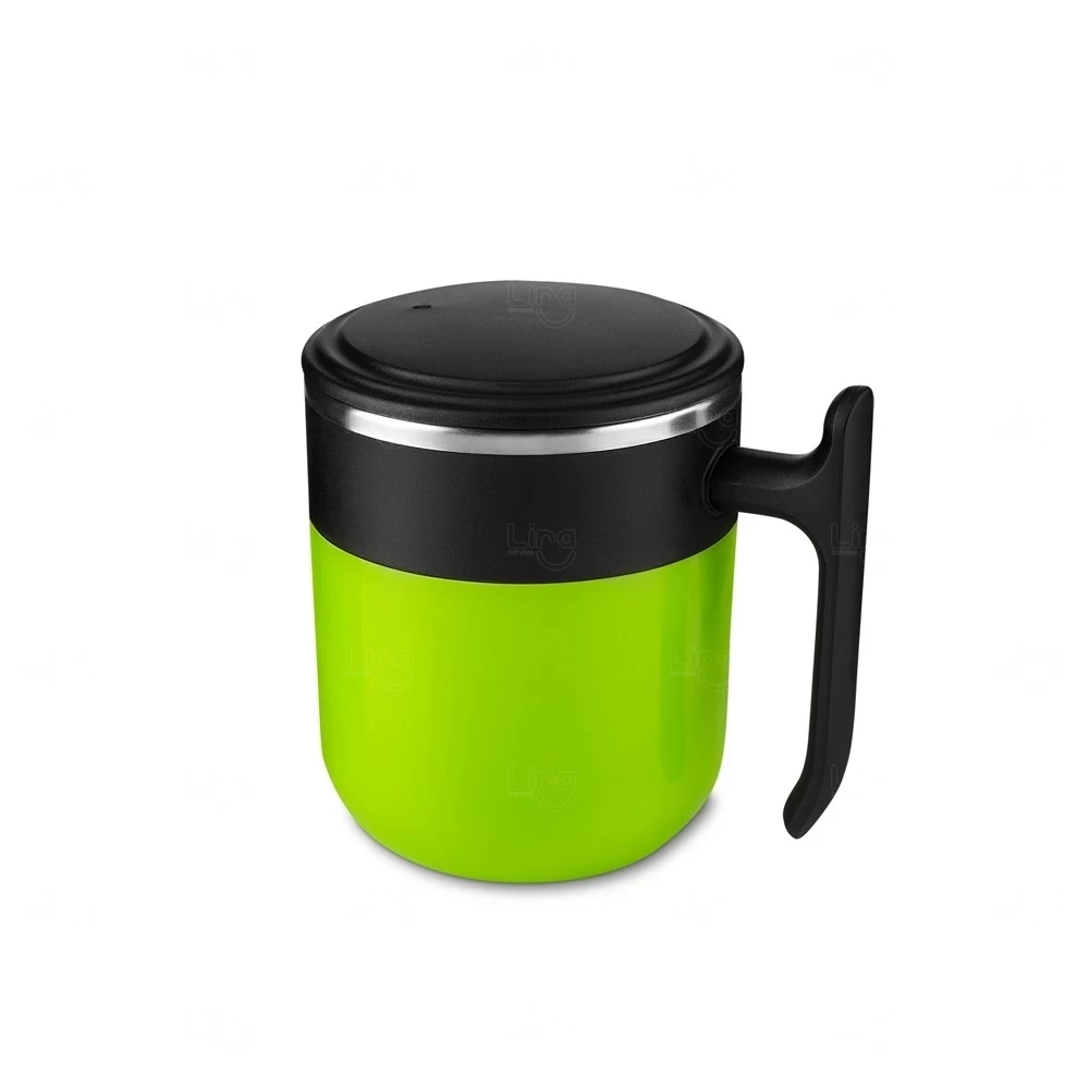 Caneca de Plástico com Inox Personalizada - 350ml Verde