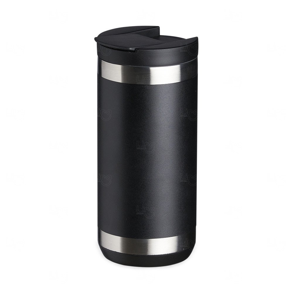 Copo Térmico Inox 350ml com Tampa Personalizado Preto e Preto