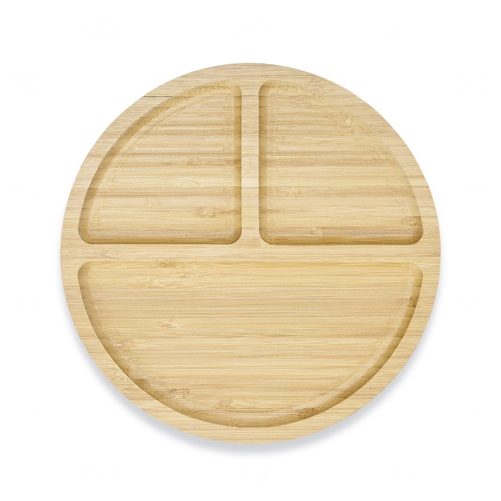 Petisqueira Redonda de Bambu 25cm com Divisórias Personalizada 