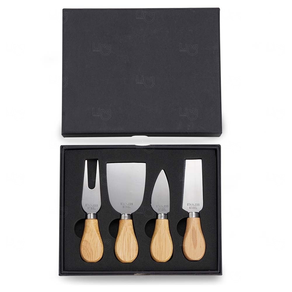 Kit Queijo 4 Peças com Estojo Personalizado 