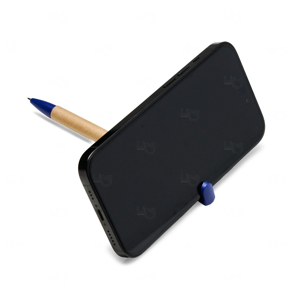 Caneta Papelão Ecológica com Suporte para Celular Personalizada 