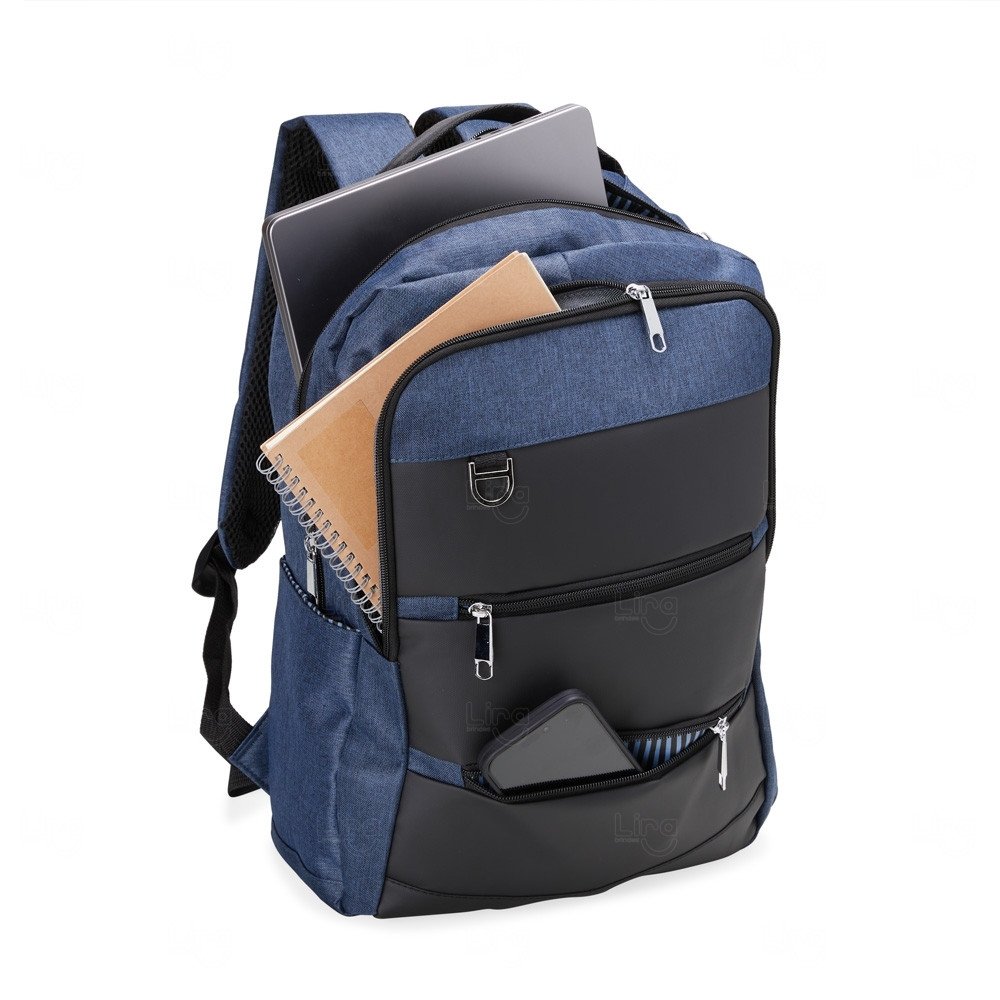 Mochila 26L de Nylon com Couro Sintético Personalizada 
