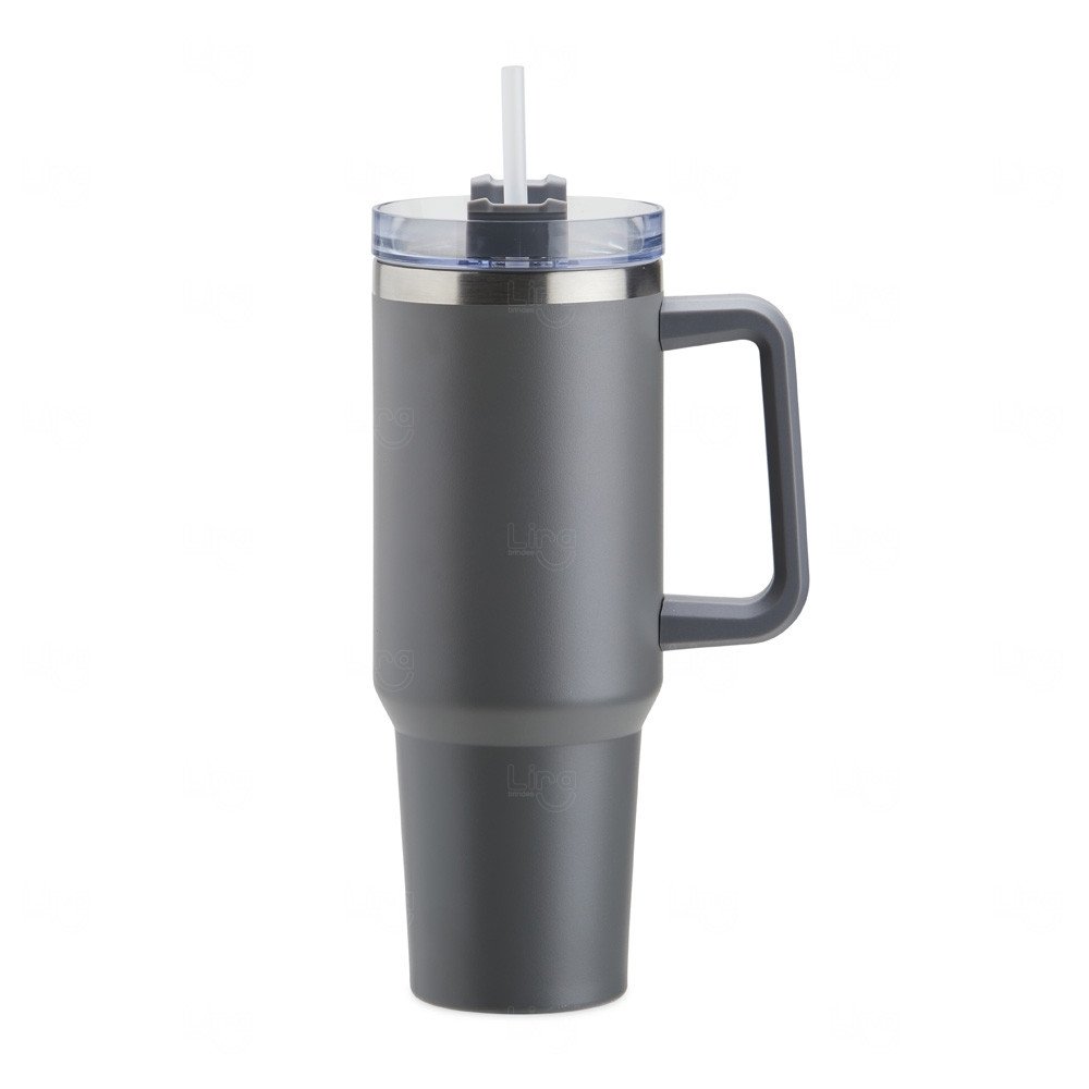 Caneca Térmica Personalizada - 1,2L Cinza
