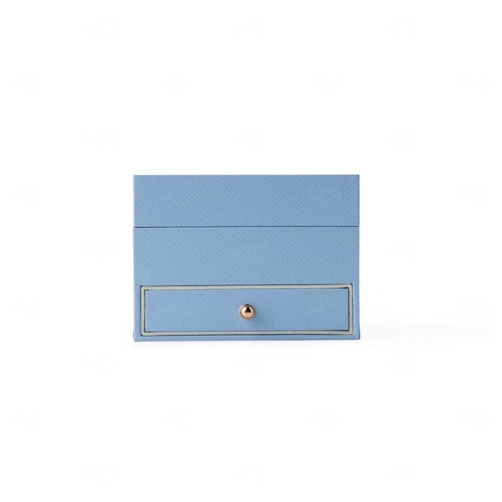 Porta-Joias Couro Sintético com Gaveta Personalizado - 8x11x11cm Azul