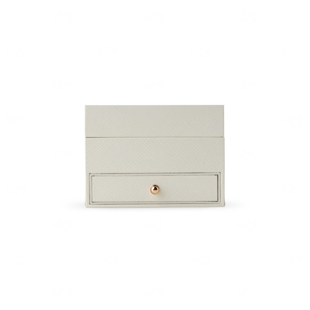 Porta-Joias Couro Sintético com Gaveta Personalizado - 8x11x11cm Branco
