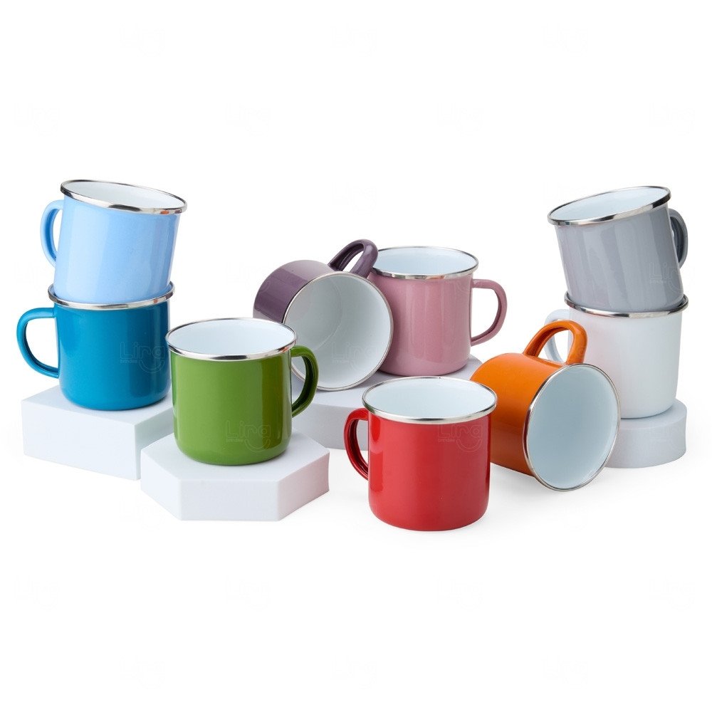 Caneca Inox Esmaltada 370ml Personalizada 