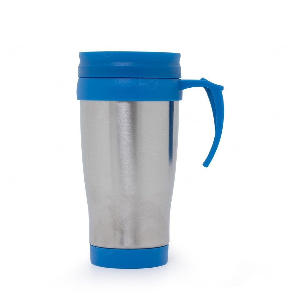 Caneca Inox 400ml Personalizada Azul