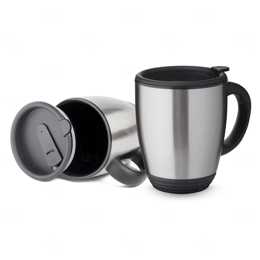 Caneca Inox 470ml com Trava Personalizada 