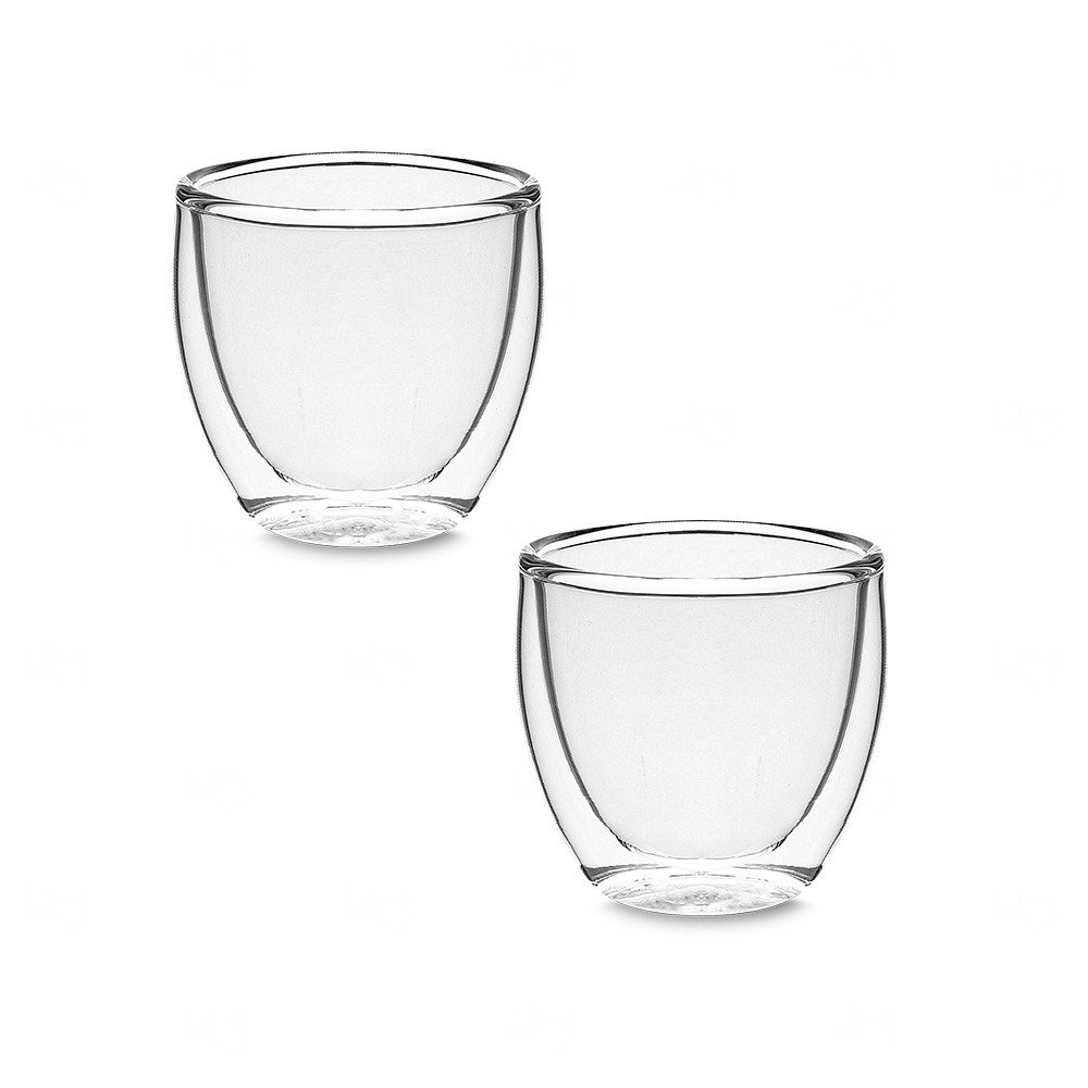 Copos de Vidro Duplo Personalizados - 80 ml - kit 02 copos Transparente