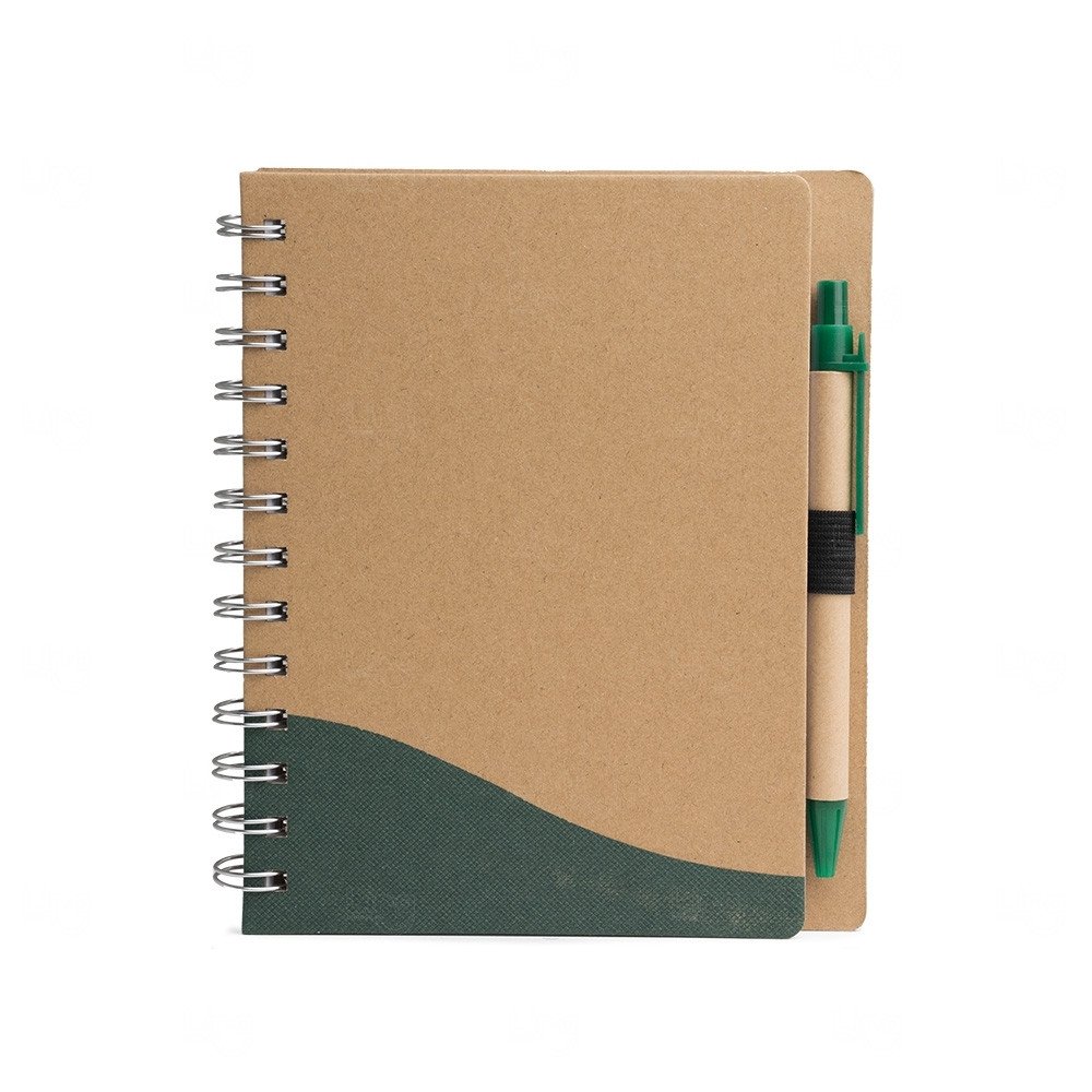 Caderno Ecológico com Caneta Personalizado - 18 x 14,6 cm Verde