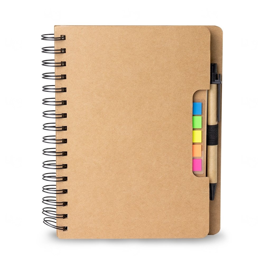 Caderno Ecológico com Adesivos e Caneta Personalizado - 21x18 cm Kraft